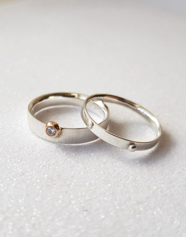 set of two silver rings