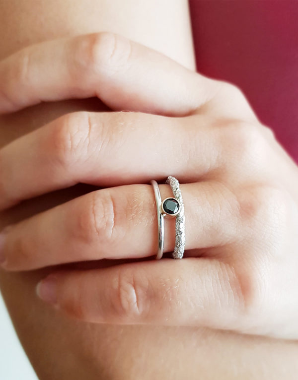 one double ring with gold bezel