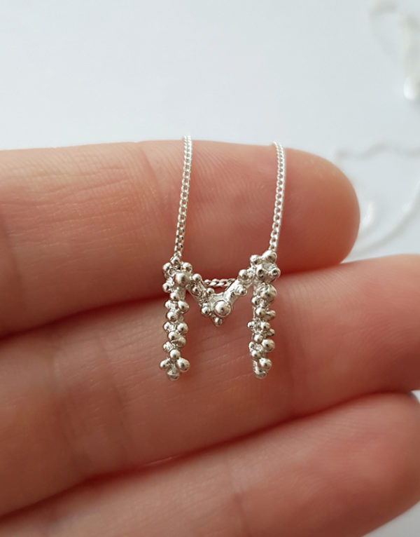 silver M monogram pendant