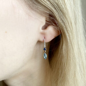 Mixed metal earrings with Topazes and Sapphires