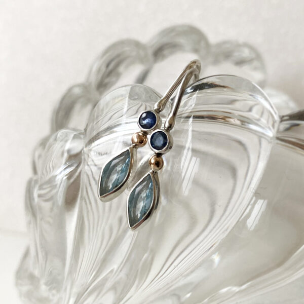 Mixed metal earrings with Topazes and Sapphires Mixed metal earrings with Topazes and Sapphires