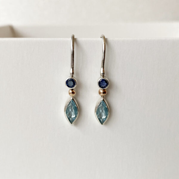 Mixed metal earrings with Topazes and Sapphires Mixed metal earrings with Topazes and Sapphires