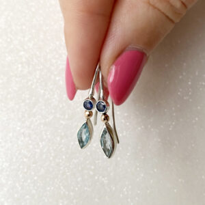 Mixed metal earrings with Topazes and Sapphires