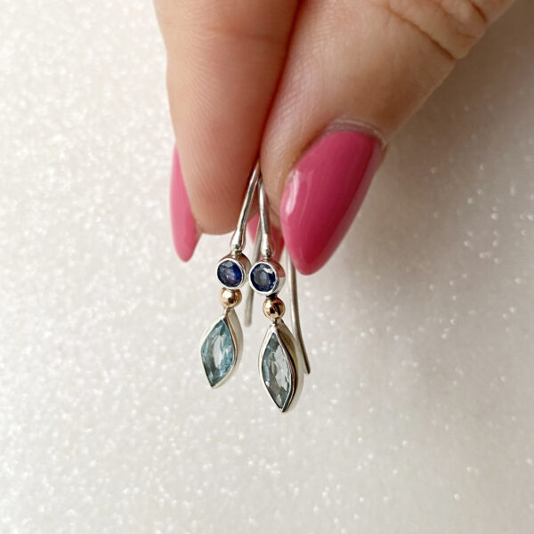 Mixed metal earrings with Topazes and Sapphires Mixed metal earrings with Topazes and Sapphires