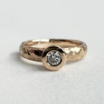 Handcrafted rose gold ring with diamond