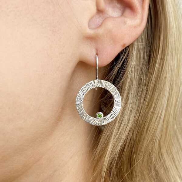 diopside silver earrings