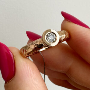 Handcrafted rose gold ring with diamond