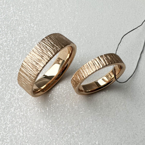 Modern wedding rings in 14K rose gold Modern wedding rings in 14K rose gold