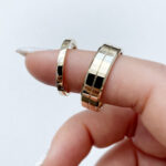 Modern 14K gold wedding rings