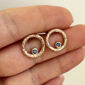 Unique rose gold earrings with sapphires