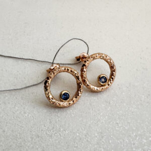 Unique rose gold earrings with sapphires