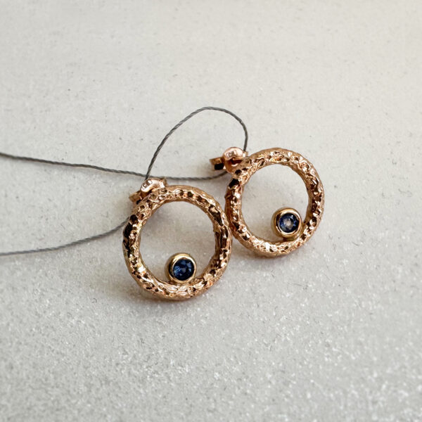 Unique rose gold earrings with sapphires Unique rose gold earrings with sapphires